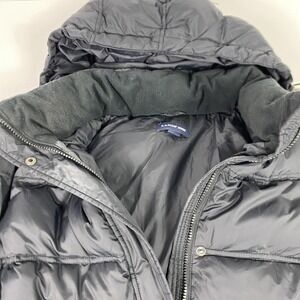 Lands' End Coat Womens 2X Gray Nylon Down Puffer Hooded Quilted Jacket Warm